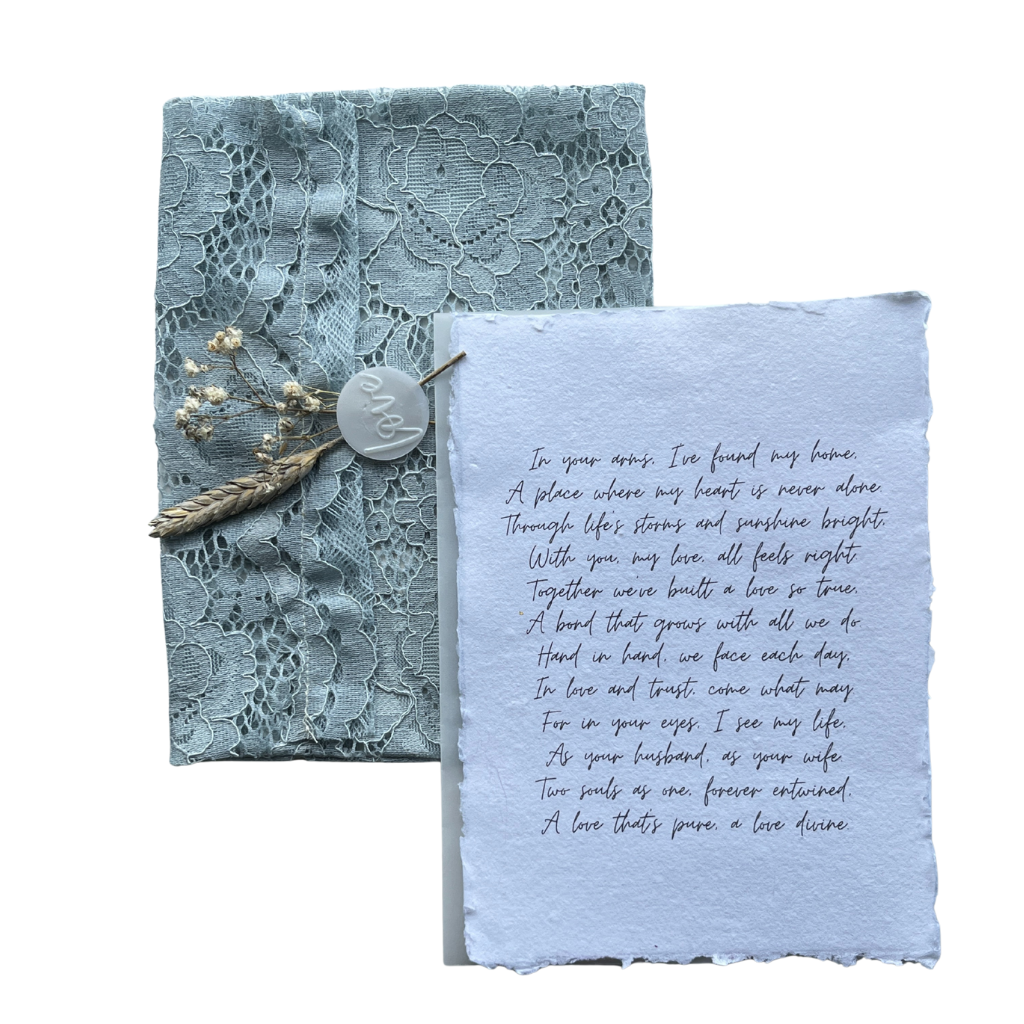 Old baby blue fabric envelope with letter, 5 x 7 in.