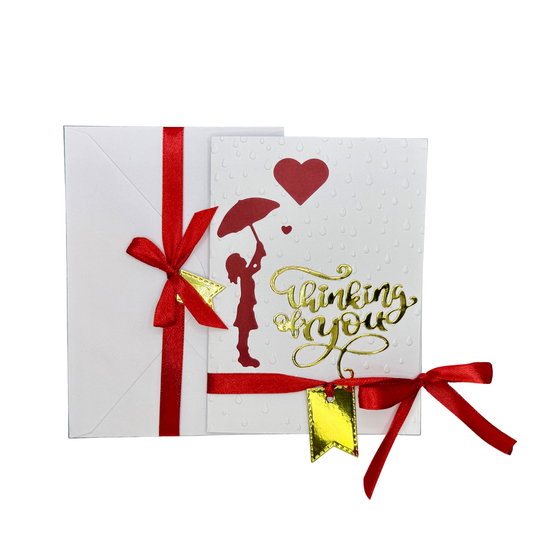 “Thinking of You” raindrop 4 x 6" letter