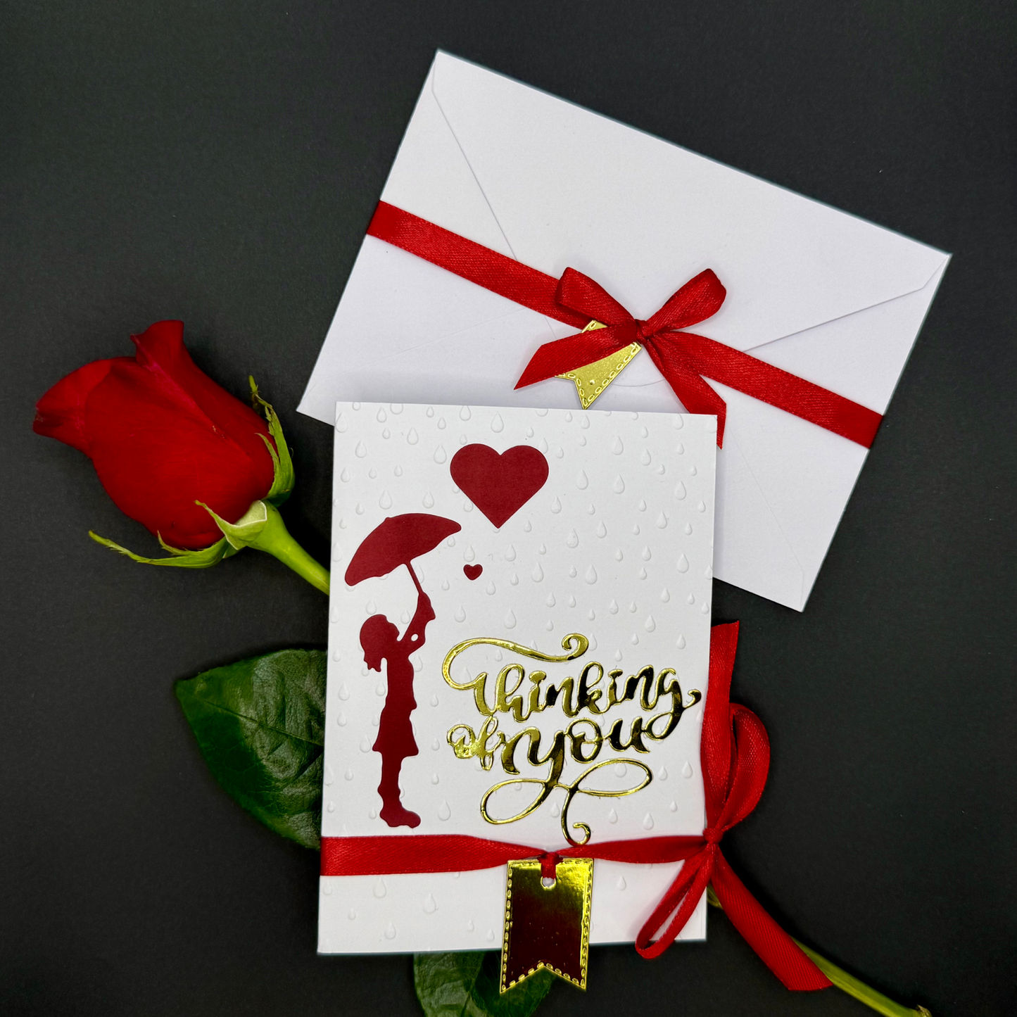“Thinking of You” raindrop 4 x 6" letter