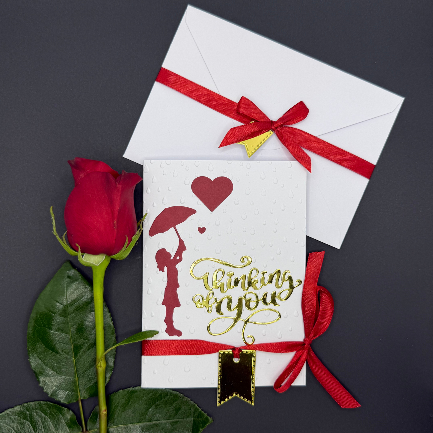 “Thinking of You” raindrop 4 x 6" letter