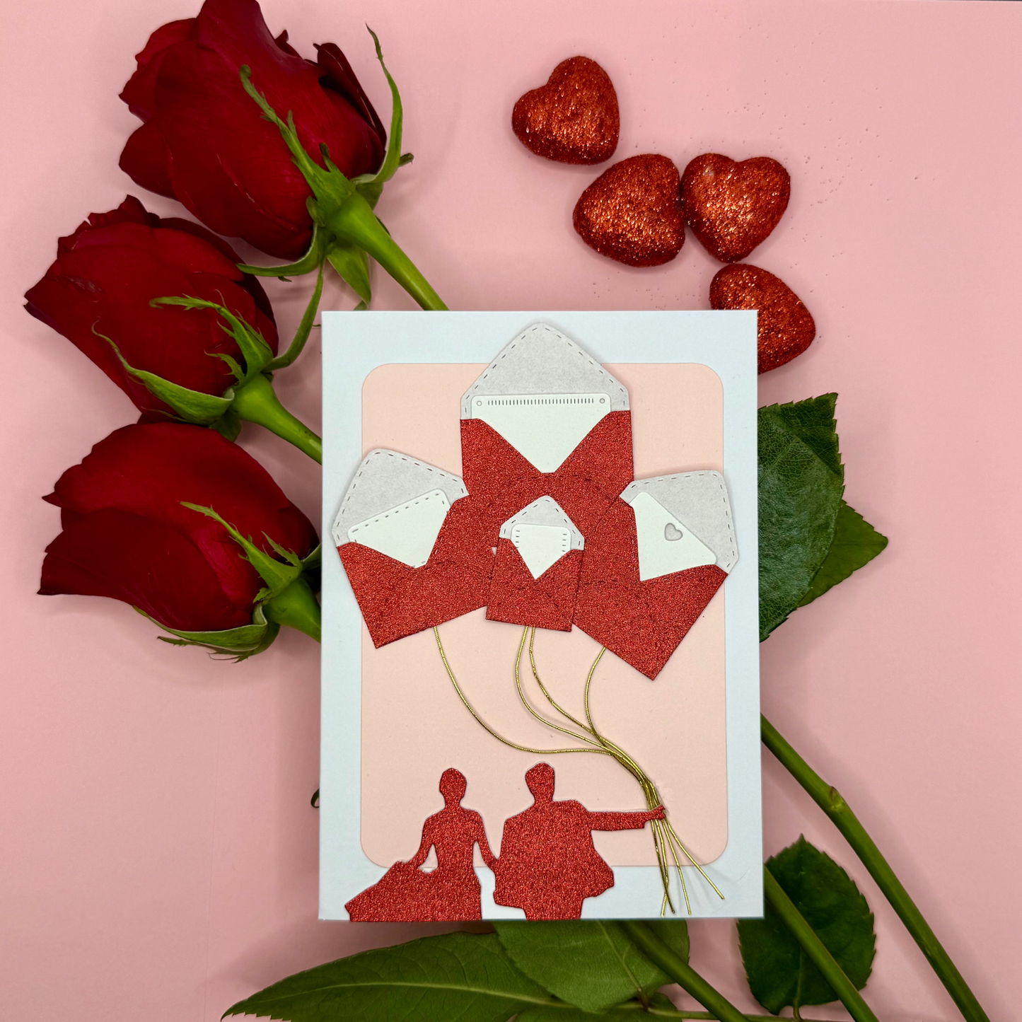 Handmade Love Letters Bouquet – Romantic 4x6 Card