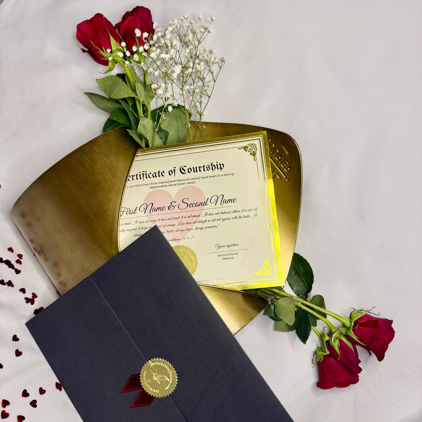 Boyfriend & Girlfriend Courtship Certificate – Personalized Keepsake with Bible Verse 8.5 x 11 in.