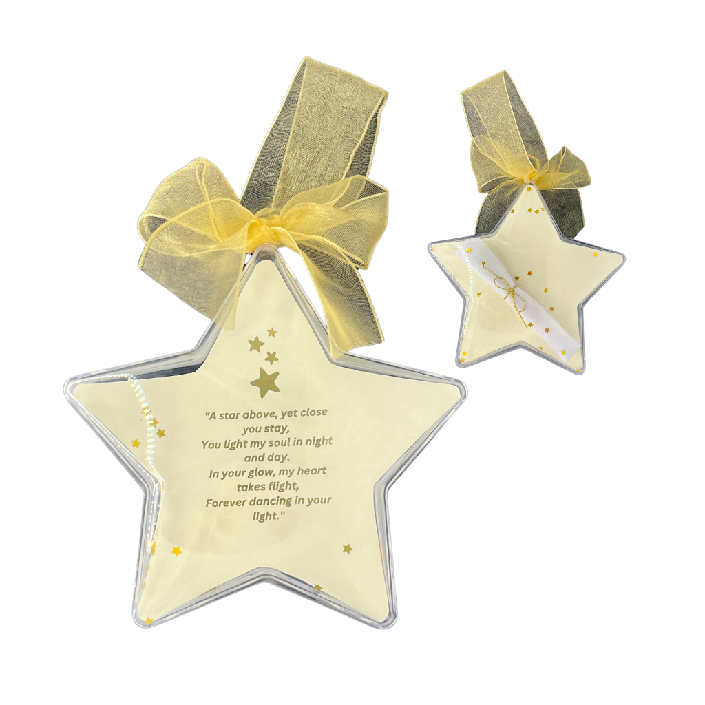 Adorno de PVC transparente en forma de estrella, letra personalizada, 4,7 pulgadas, mensaje de letra personalizado con desplazamiento