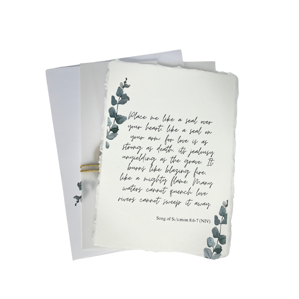 Carta personalizada de hojas de eucalipto de 5 x 7 pulgadas