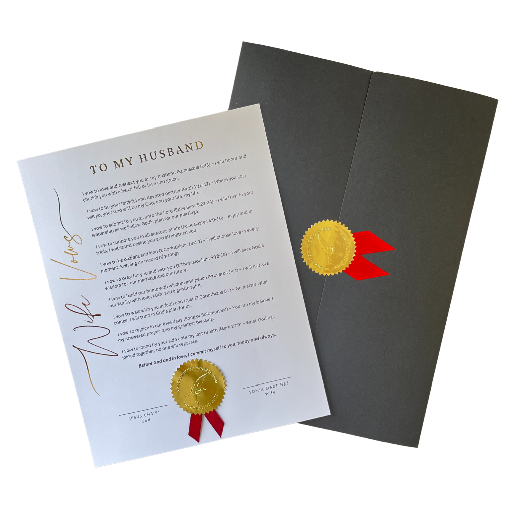 Wife's Vows Certificate, 8.5 x 11 in