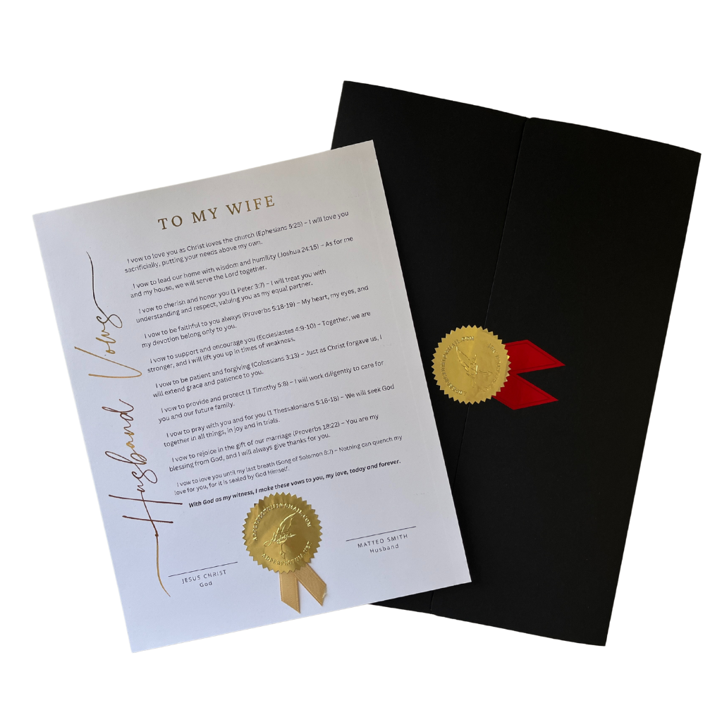 Certificado de votos del esposo, 8,5 x 11 pulgadas