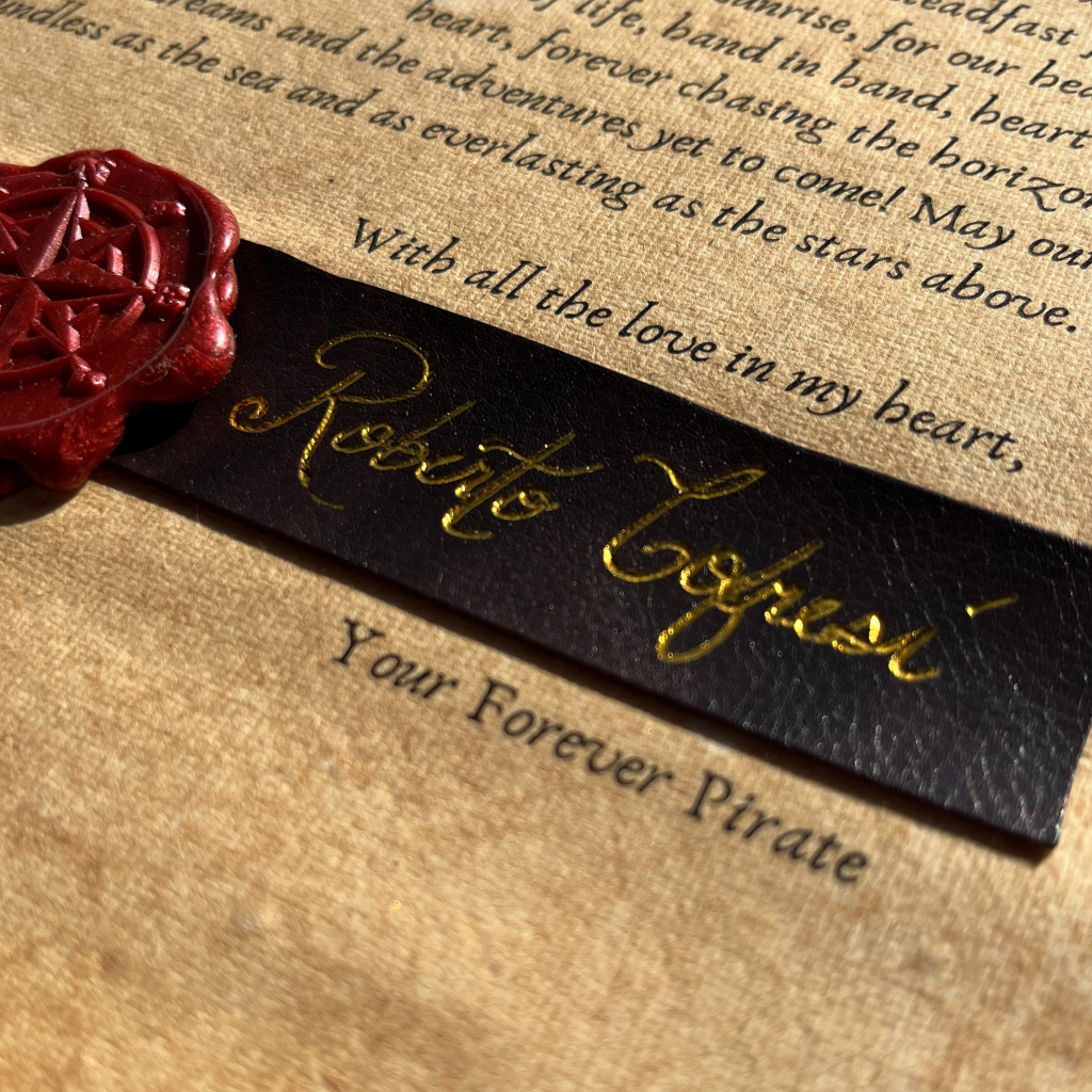 Pirate Love Letter – Personalized Vintage Scroll with Wax Seal & Gold Foil Signature, 8.5 x 11 in