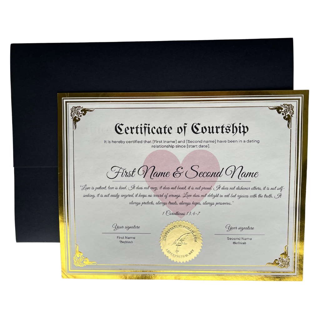Boyfriend & Girlfriend Courtship Certificate – Personalized Keepsake with Bible Verse 8.5 x 11 in.