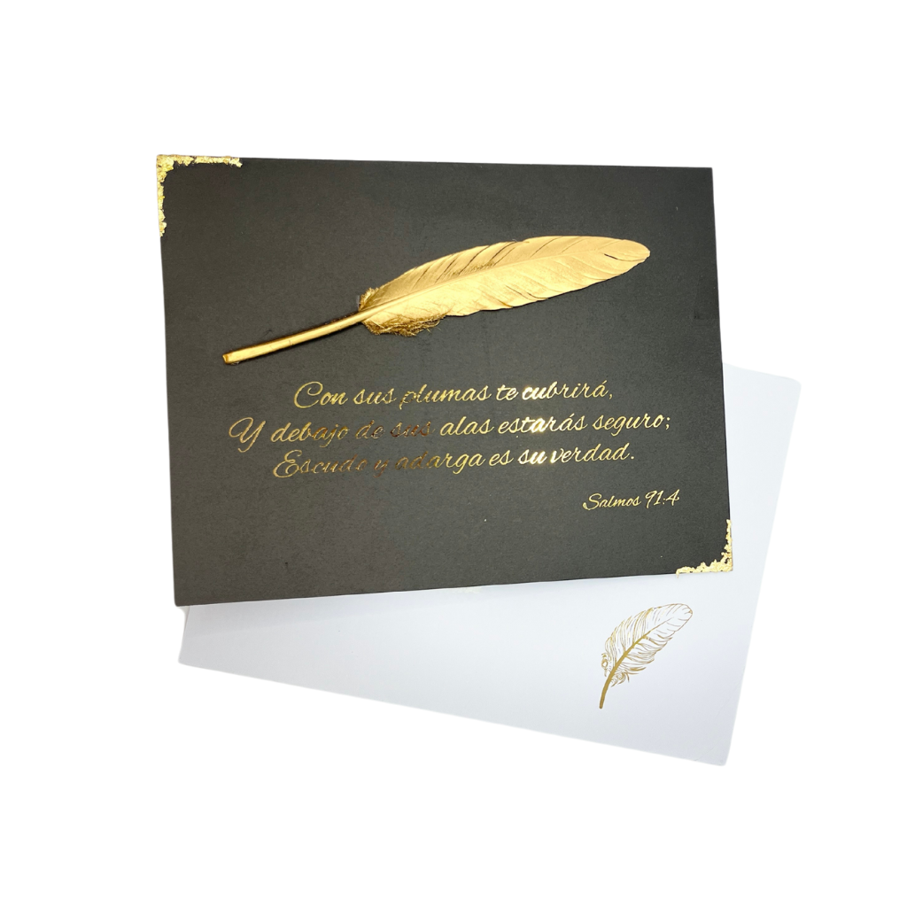 Palabras envueltas en fe, enviadas con amor. Pluma-Sabiduría-Verso/cita personalizada, 5 x 7 pulgadas.