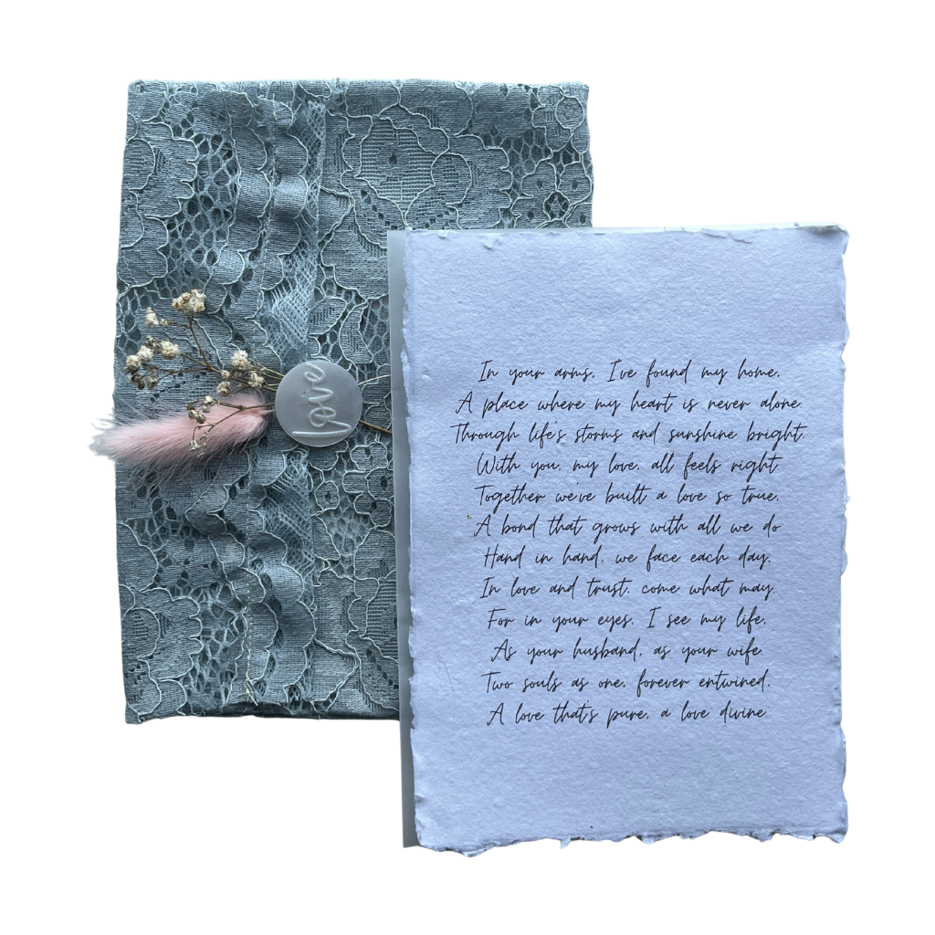 Old baby blue fabric envelope with letter, 5 x 7 in.