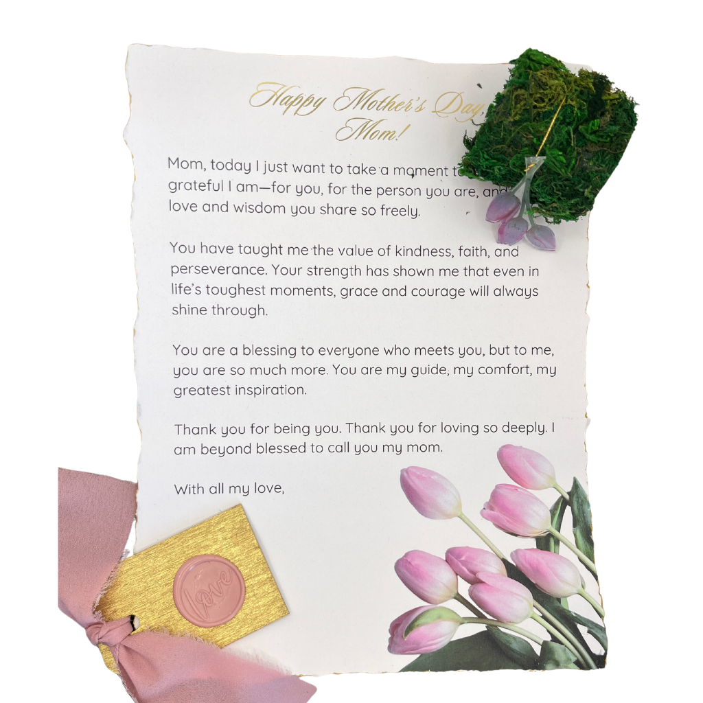 Pergamino romántico con carta de amor en forma de tulipán | Recuerdo personalizado, 8 x 11 pulgadas
