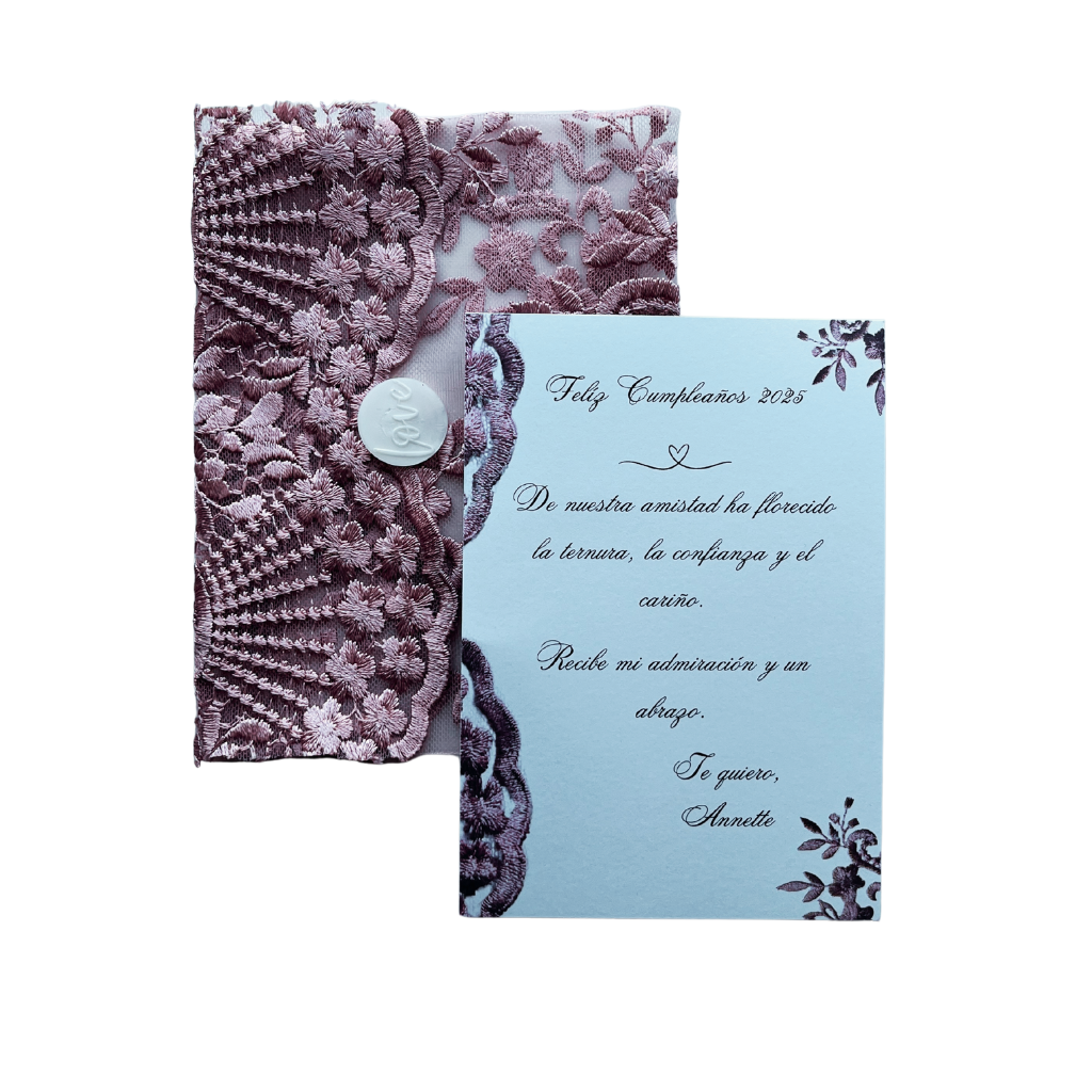 Fabric envelope old pink with letter, 5 x 7 in.